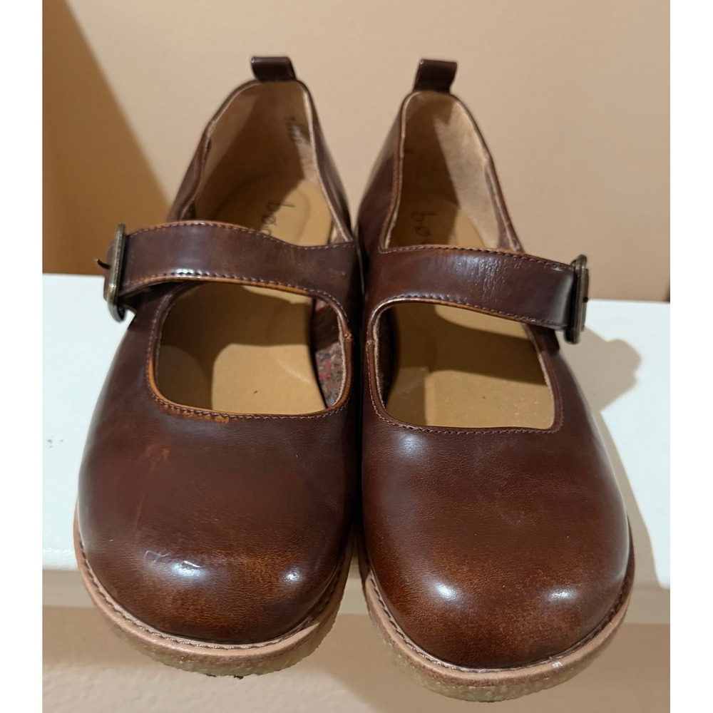BOC BY BORN Lara Mary Jane Flat Brown Distressed Academia Preppy Women's 11
